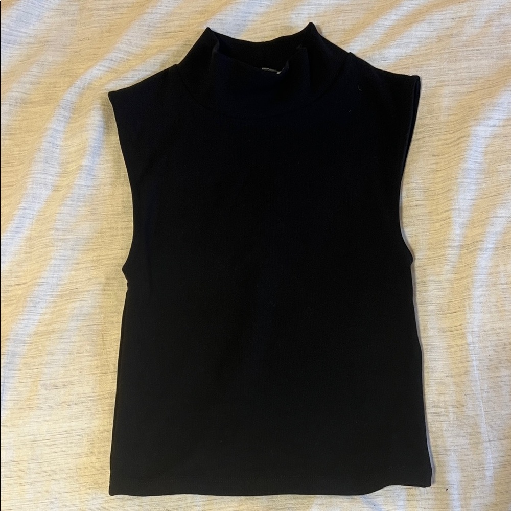 Zara Black crop High Neck Sleeveless Top